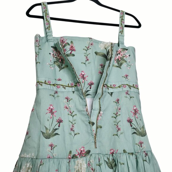 Agua by Agua Bendita Lima Maxi Dress Orquidea Green Embroidered Floral‎ Size M - Picture 9 of 15